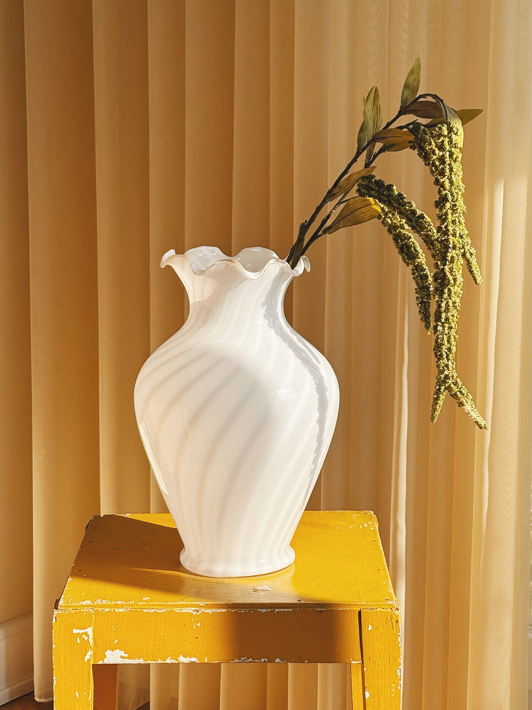 Vintage Murano Swirl Vase | Hvid H34 cm Murano