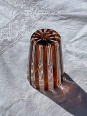 Håndblæst Murano Glas med Karamelfarvet og Pink Striber Murano