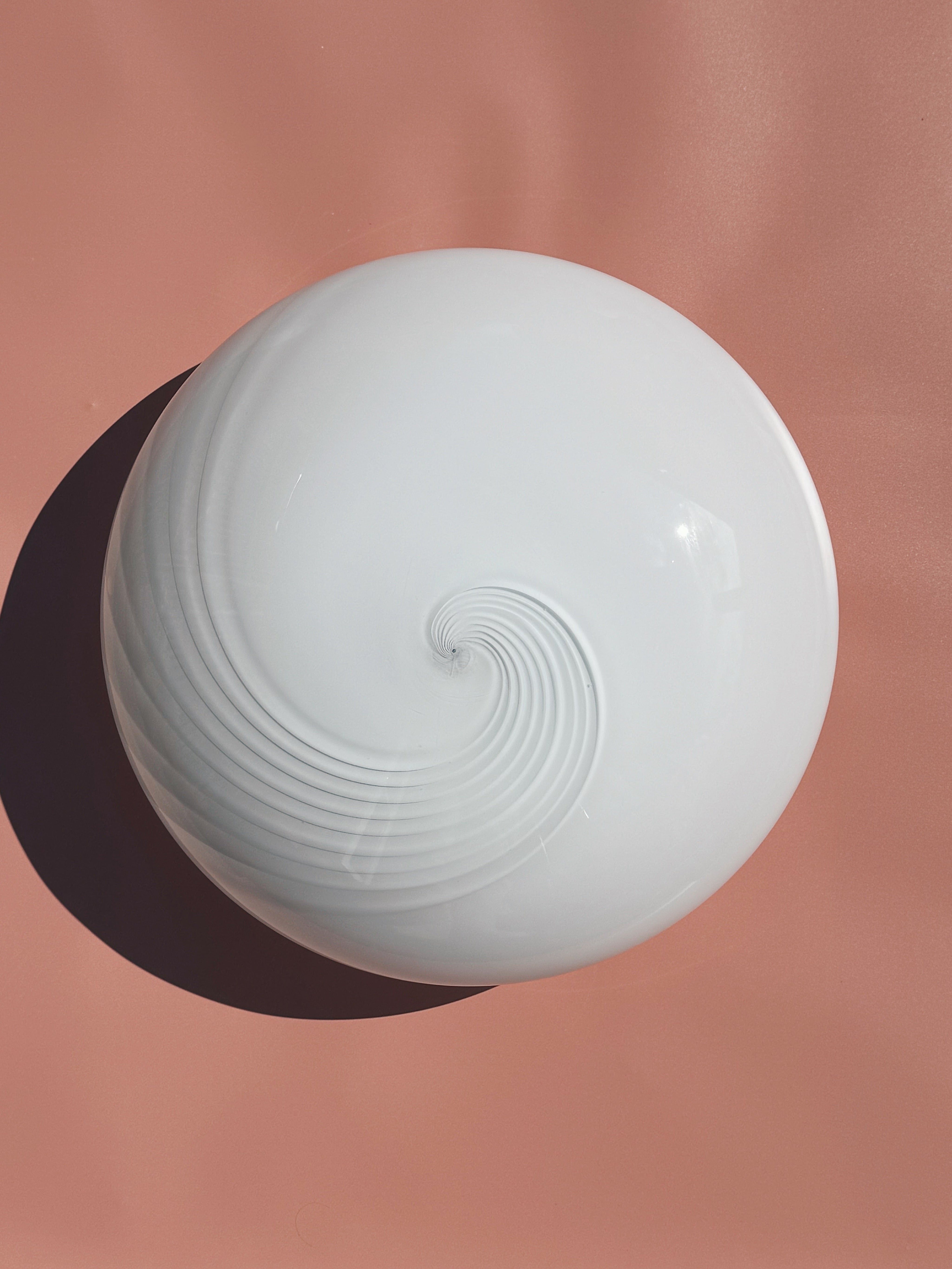 Vintage Murano plafond loftslampe/væglampe | Hvid, Ø37 cm Murano