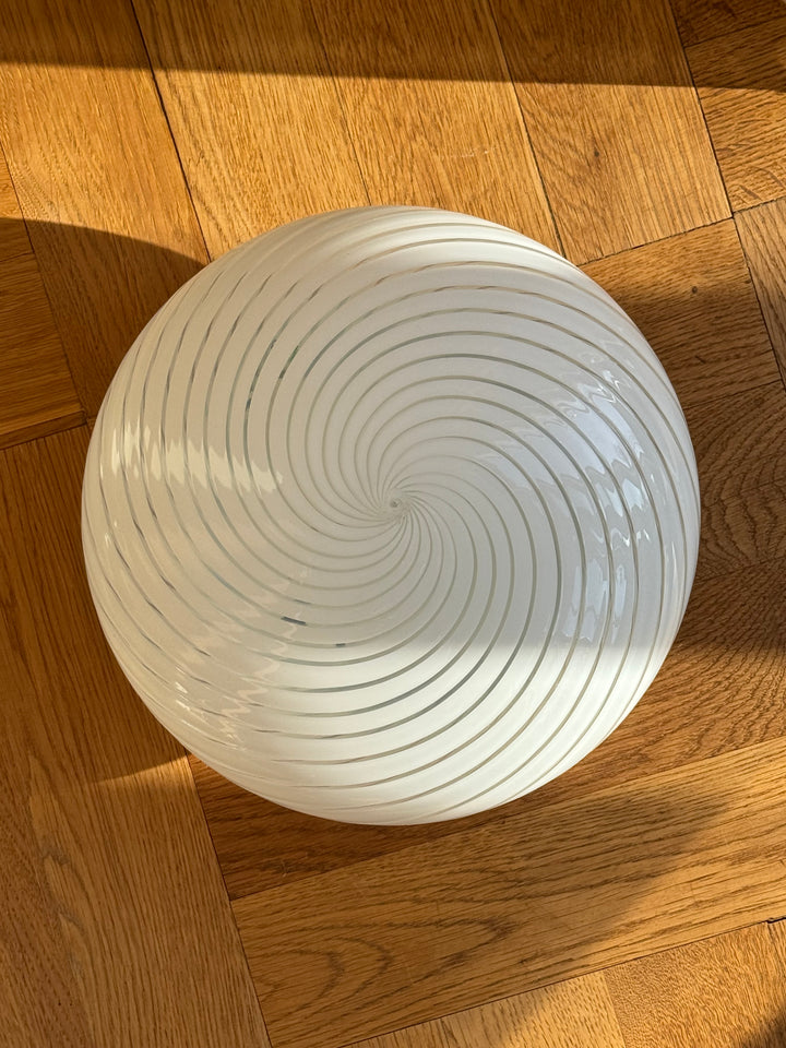 Vintage murano swirl plafond lofts/væglampe | Hvid 26 cm