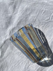Håndblæst Murano Glas med Blå, Gule, Hvide og Brune Striber Murano
