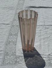 Mundblæst Murano Vase i Glas | Opal Hvid og Lys Pink Striber Murano