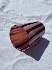 Håndblæst Murano Glas i Gio Ponti Stil med Karamelfarvede og Ametyst Striber Murano