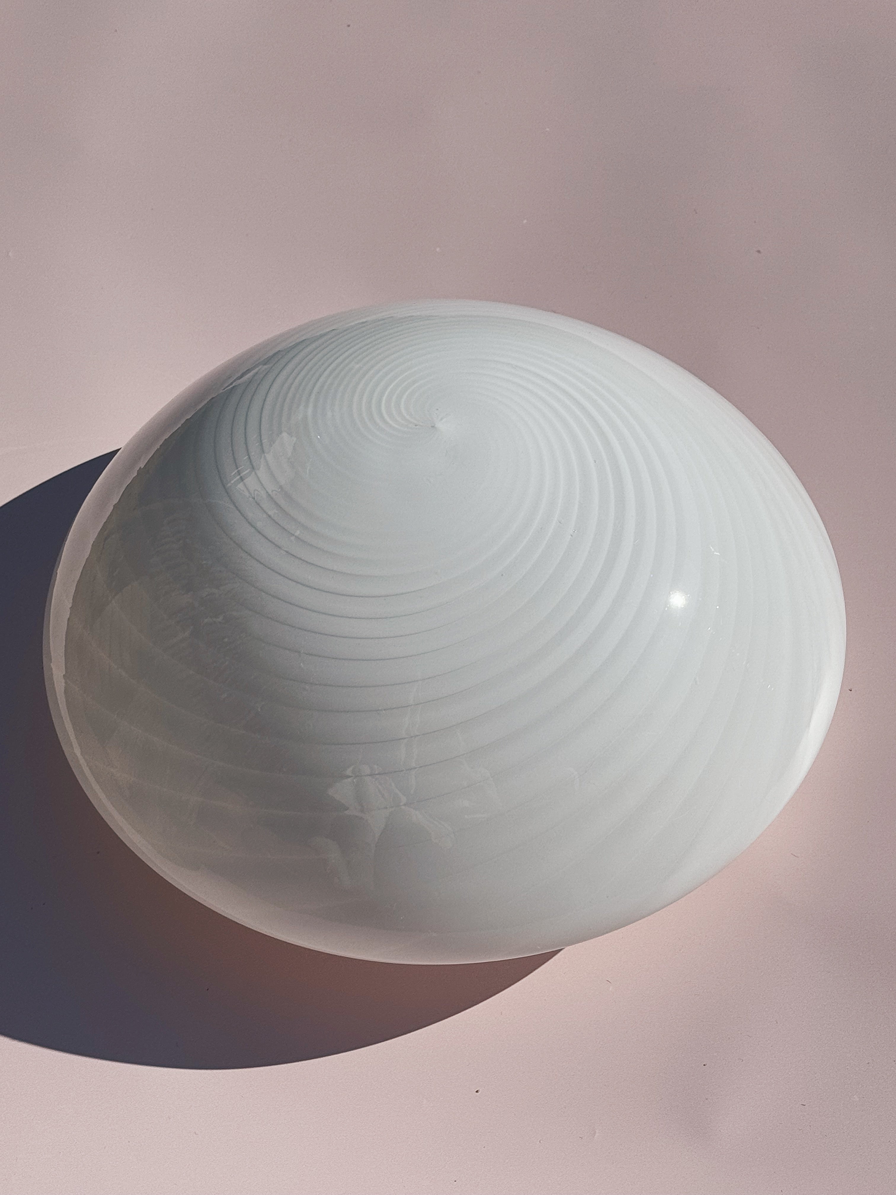 Vintage Murano plafond lofts-/væglampe | Hvid, Ø33 cm Murano