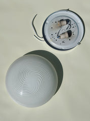 Vintage Murano Plafondlampe i Hvidt Swirl Glas | Loft-/Væglampe Ø29 cm Studio Hafnia
