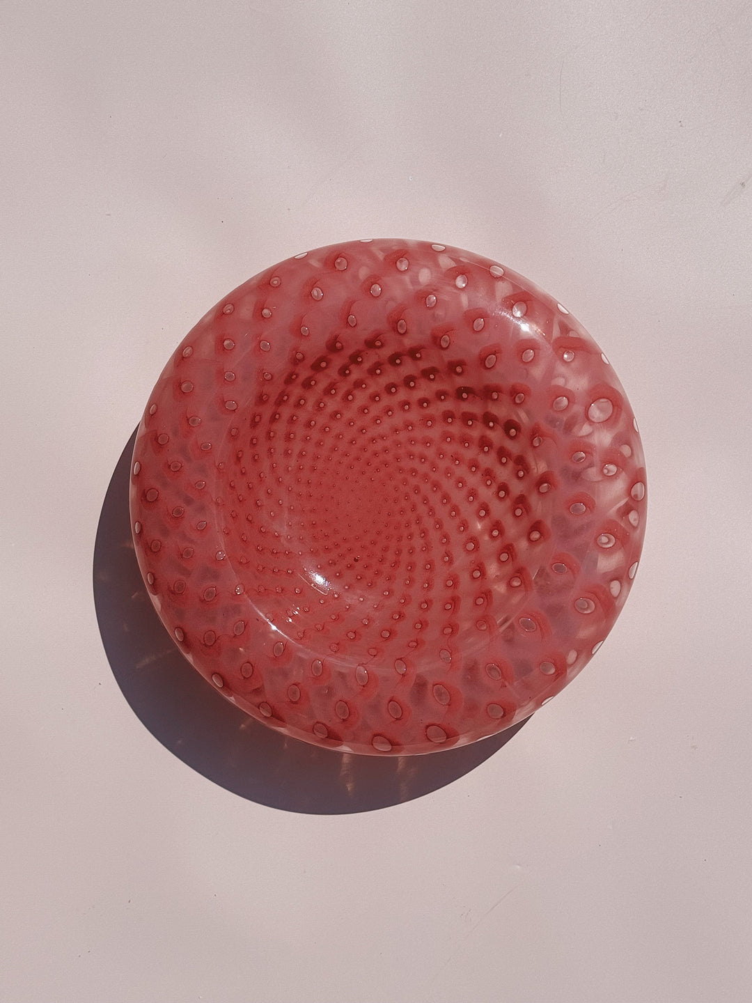 Vintage Murano Skål i Pink med Optiske Mønstre | D24 cm Studio Hafnia
