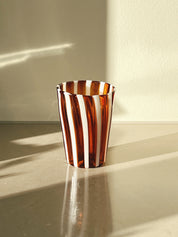 Håndblæst Murano Glas i Gio Ponti Stil med Saltkaramel og hvide Striber Murano