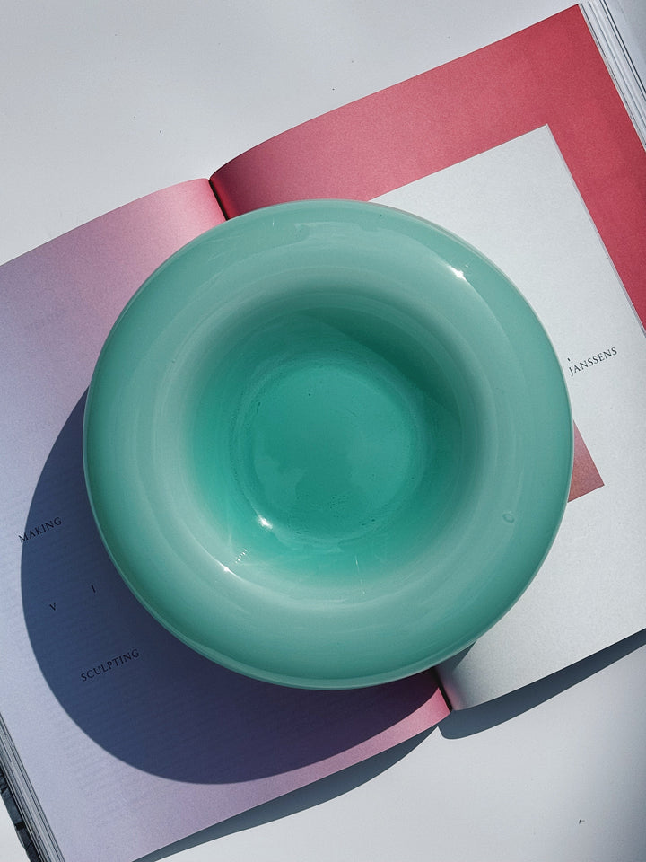 Vintage Murano Skål i Lysegrøn Opalglas | D24 cm Murano