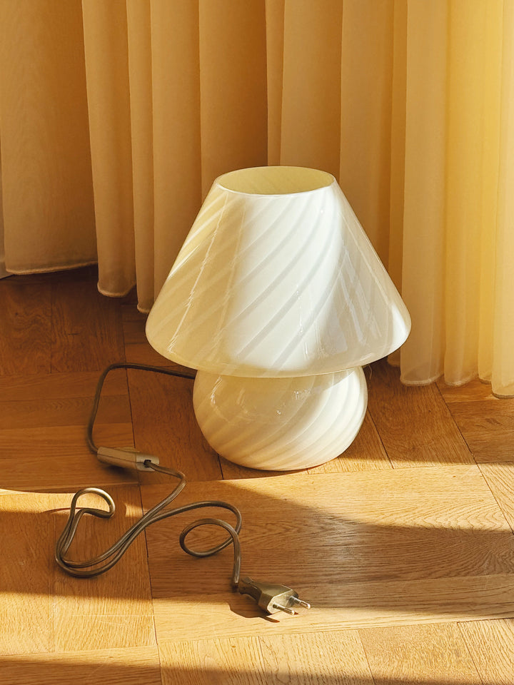 Vintage Murano Mushroom Bordlampe i Lysegul/Creme | H27 cm Murano
