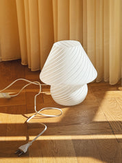 Vintage Murano Mushroom Bordlampe i Hvidt Glas | H25 cm Murano