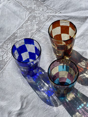Håndblæst Murano Glas med skaktern i mørkeblå Murano