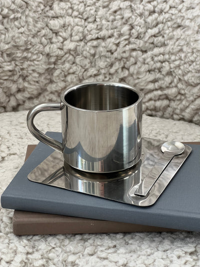Stål kaffekop med Underkop og Ske | 150 ml Studio Hafnia