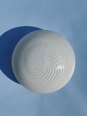 Vintage Murano Swirl Plafond Lampe | Hvid Ø28 cm – Loft eller Vægmontering Murano