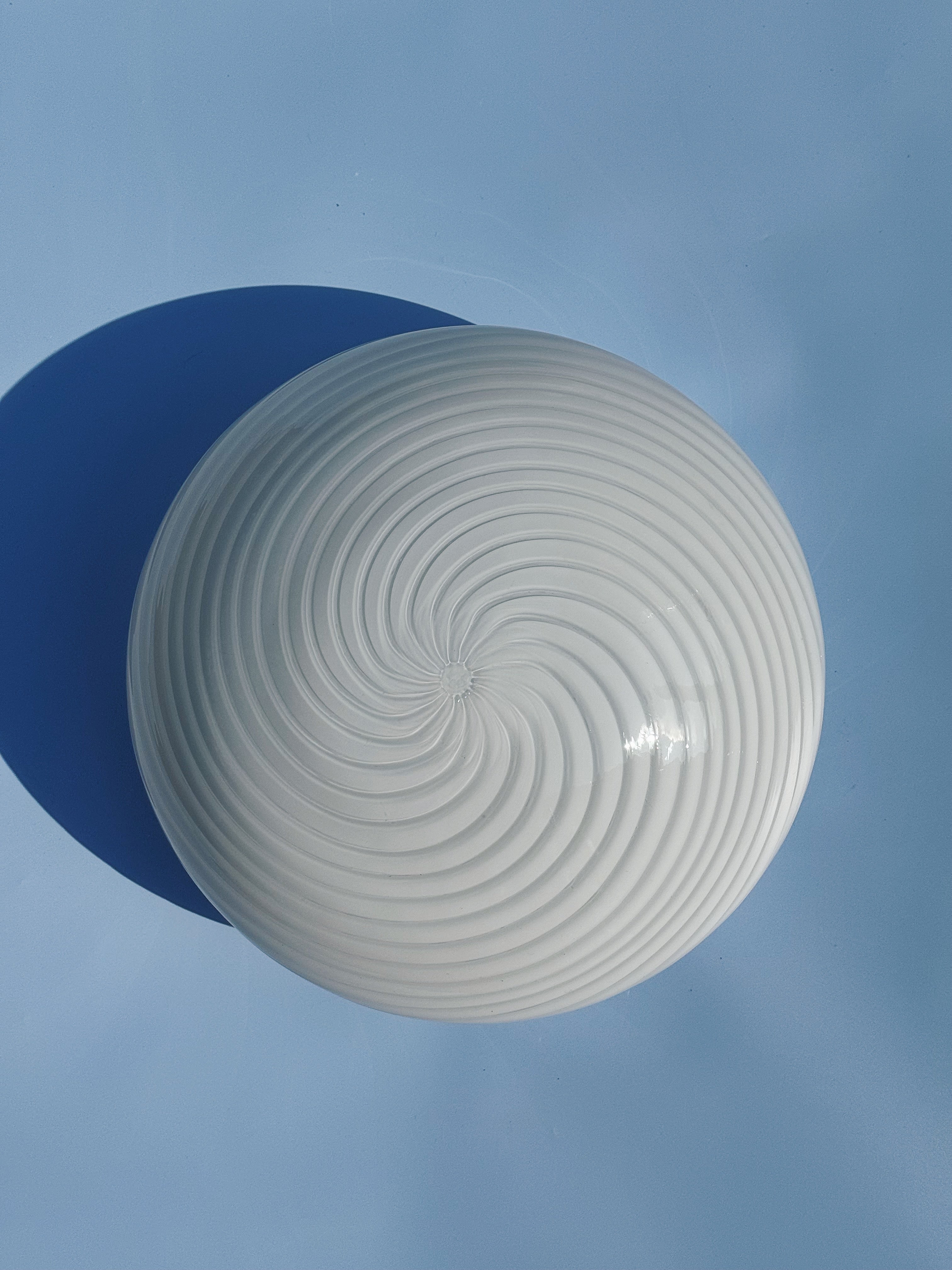 Vintage Murano Swirl Plafond Lampe | Hvid Ø28 cm – Loft eller Vægmontering Murano