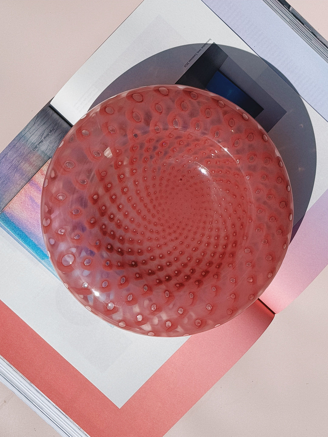 Vintage Murano Skål i Pink med Optiske Mønstre | D24 cm Studio Hafnia