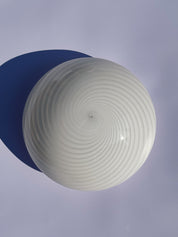Vintage Murano Swirl Plafond lofts/væglampe | Hvid 28 cm Murano