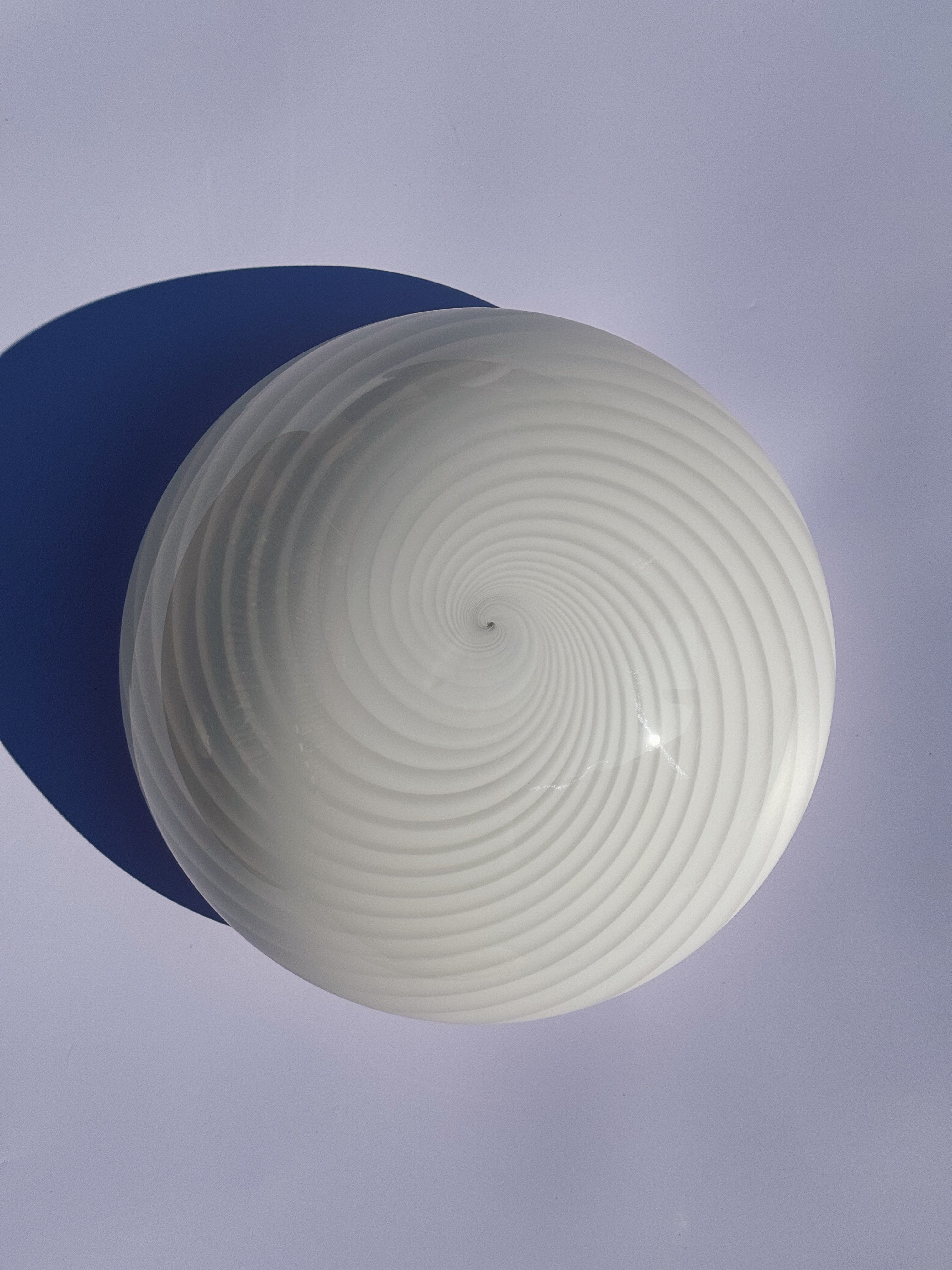 Vintage Murano Swirl Plafond lofts/væglampe | Hvid 28 cm Murano