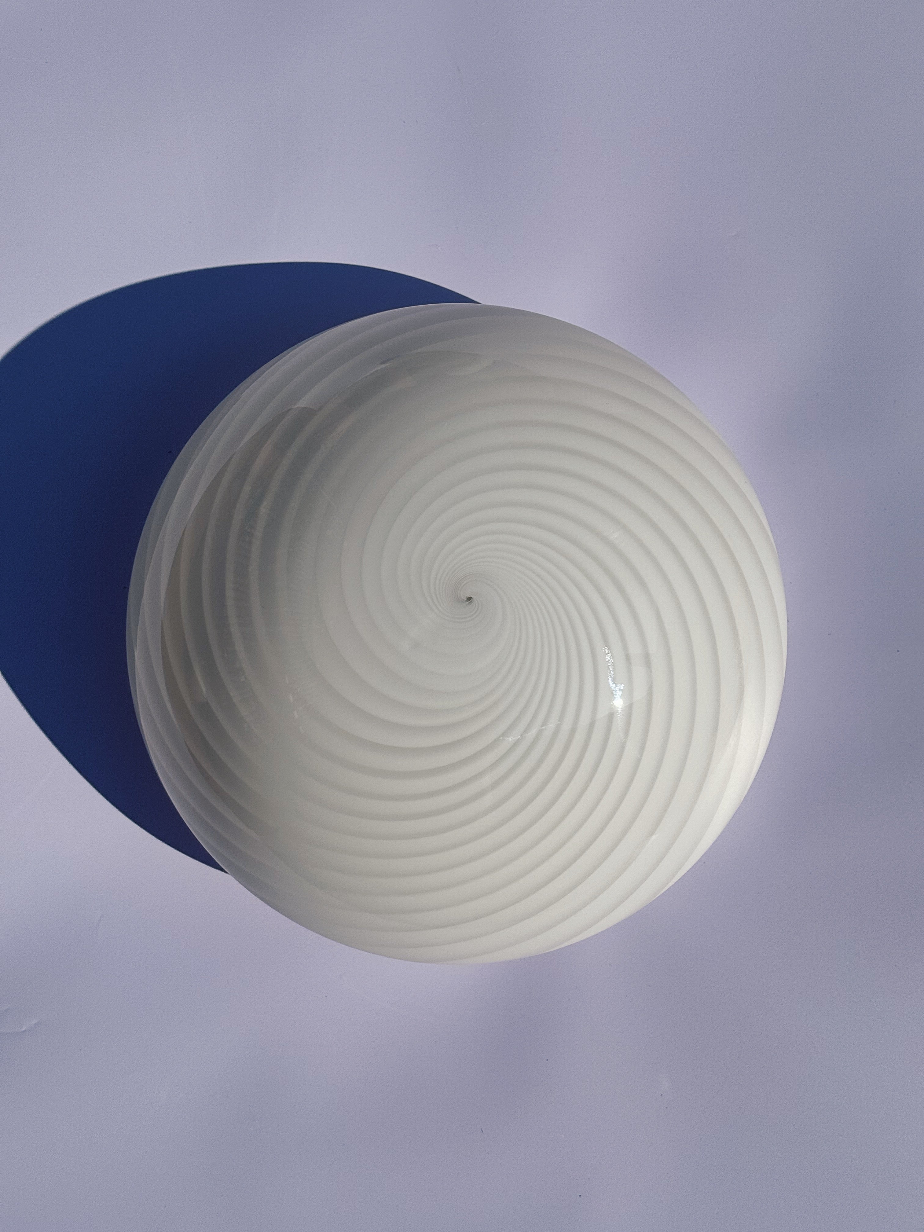 Vintage Murano Swirl Plafond lofts/væglampe | Hvid 28 cm Murano