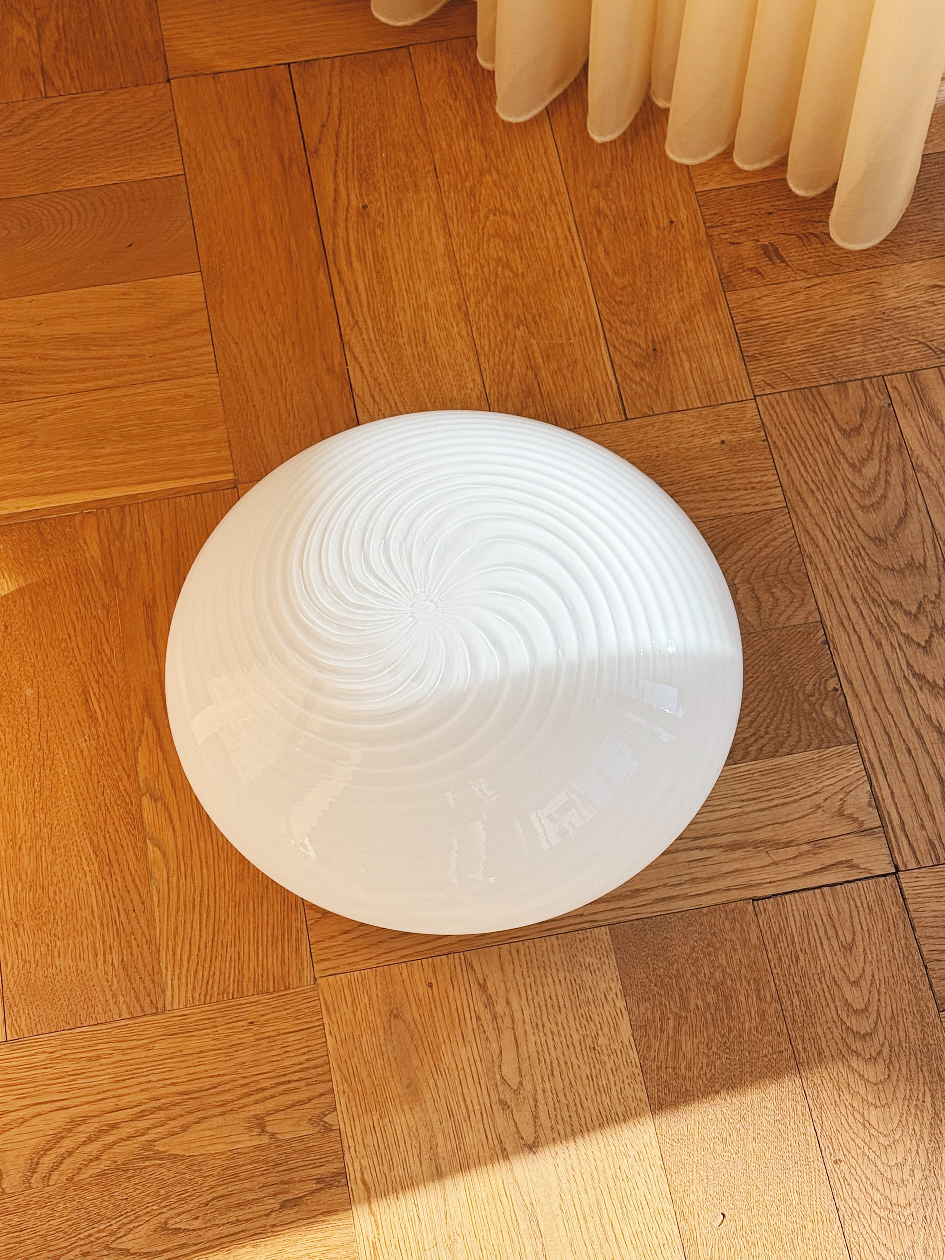 Vintage Murano Swirl Plafond lofts/væglampe | Hvid 28 cm Murano