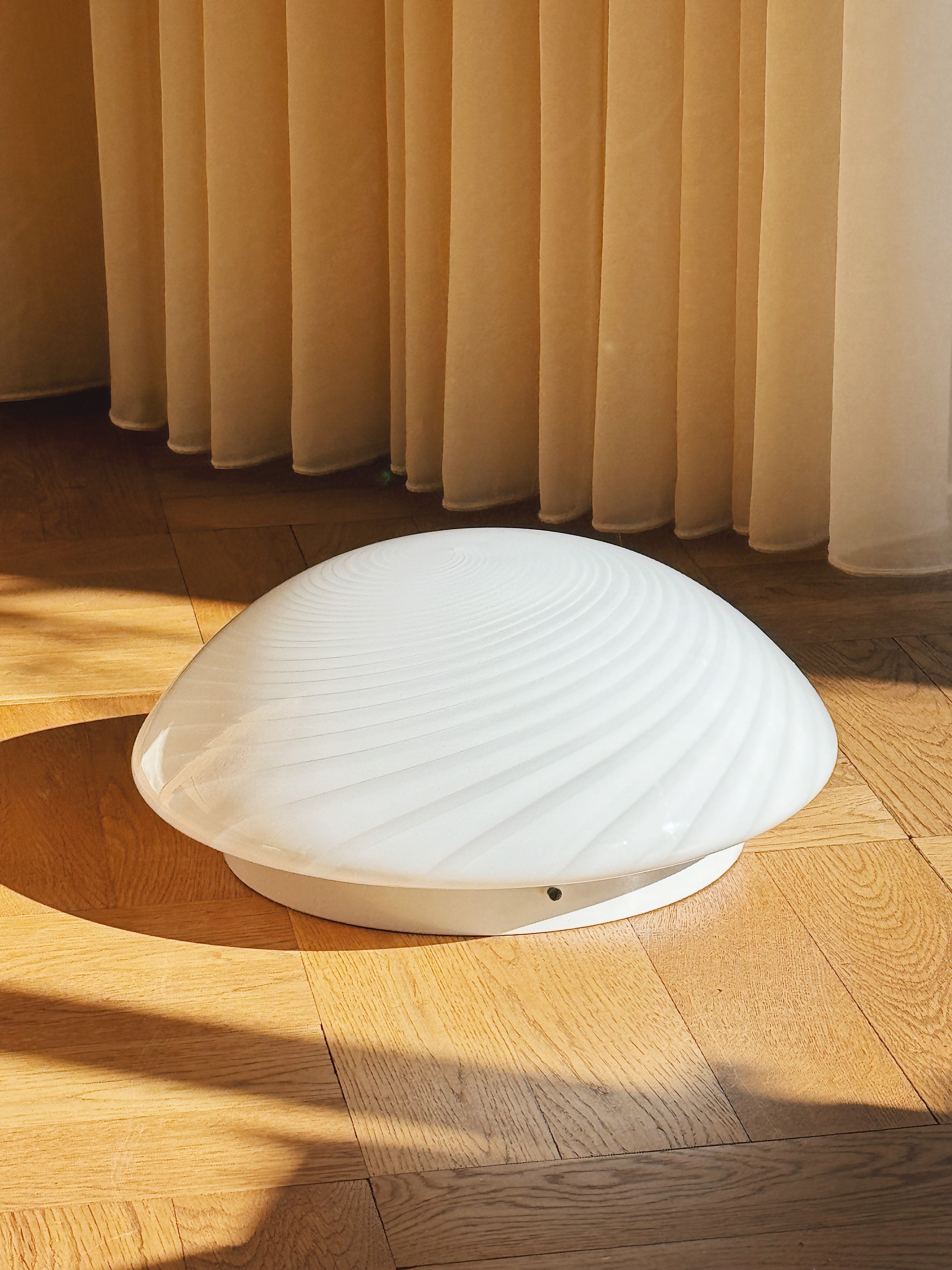 Vintage Murano plafond lofts-/væglampe | Hvid, Ø33 cm Murano