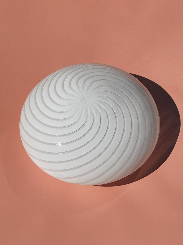 Vintage Murano plafondlampe i hvidt swirl-glas | Loft- og væglampe Ø30 cm Studio Hafnia