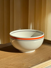 Hvid skål med orange og sorte striber i keramik fra Japan | 12.5 cm Studio Hafnia