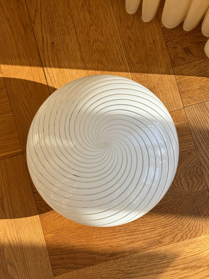 Vintage murano swirl plafond lofts/væglampe | Hvid 26 cm