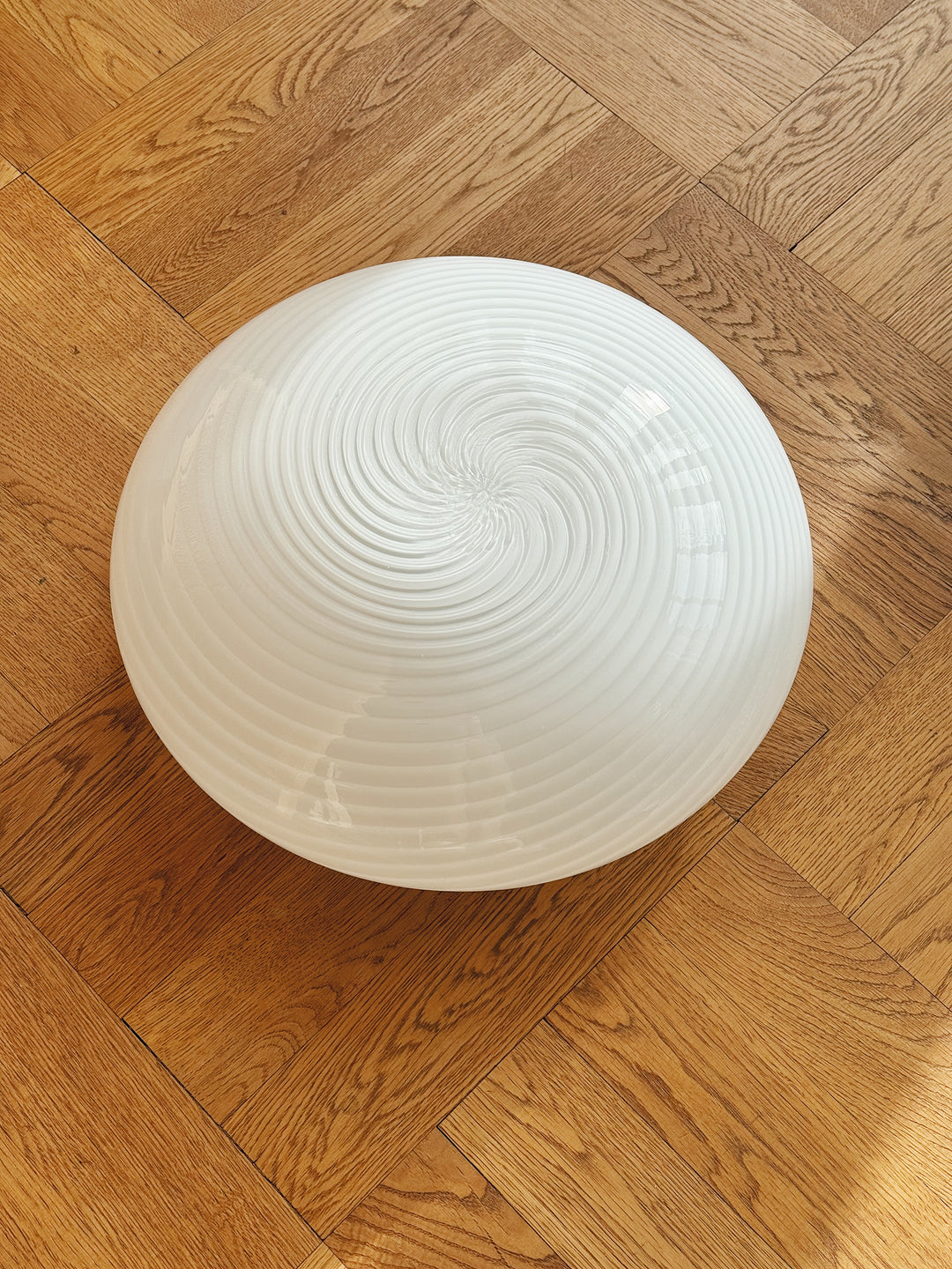 Vintage Murano plafond loftslampe/væglampe | Hvid, Ø38 cm Murano