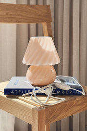 Pink Murano baby mushroom lamp with white cord, Ø17 cm