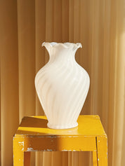 Vintage Murano Swirl Vase | Hvid H34 cm Murano