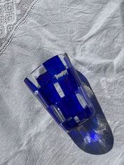 Håndblæst Murano Glas med skaktern i mørkeblå Murano