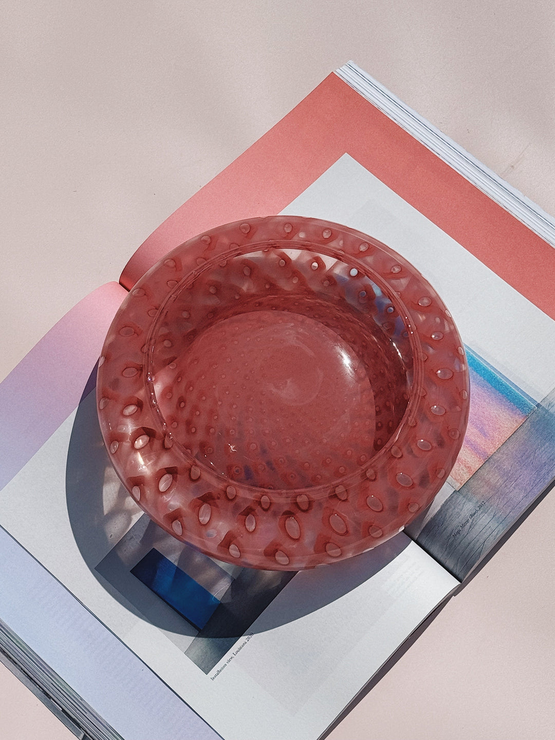 Vintage Murano Skål i Pink med Optiske Mønstre | D24 cm Studio Hafnia