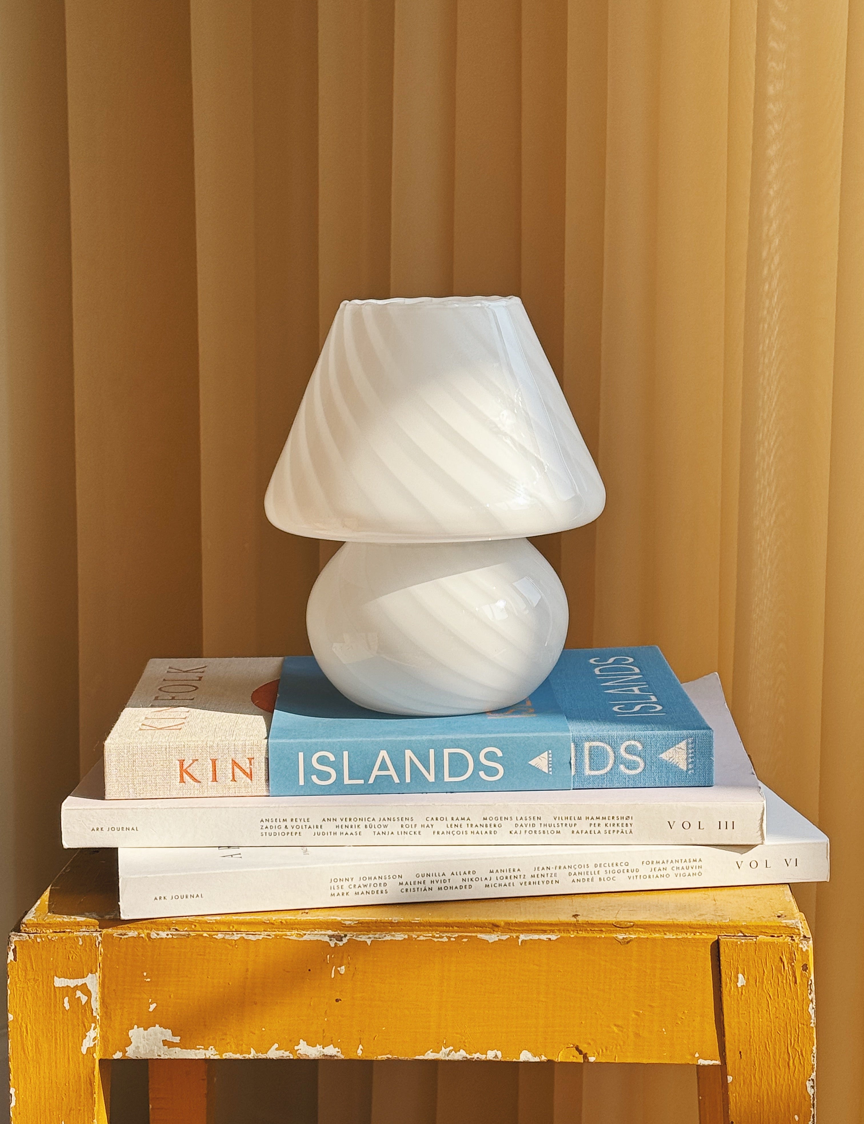Vintage Murano Baby Mushroom Bordlampe | Hvid, H20 cm Murano