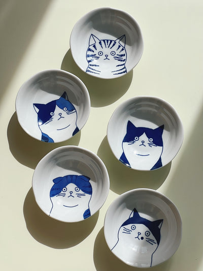 Japansk skål med blå kat | 5 forskellige slags | 13.5 cm Studio Hafnia