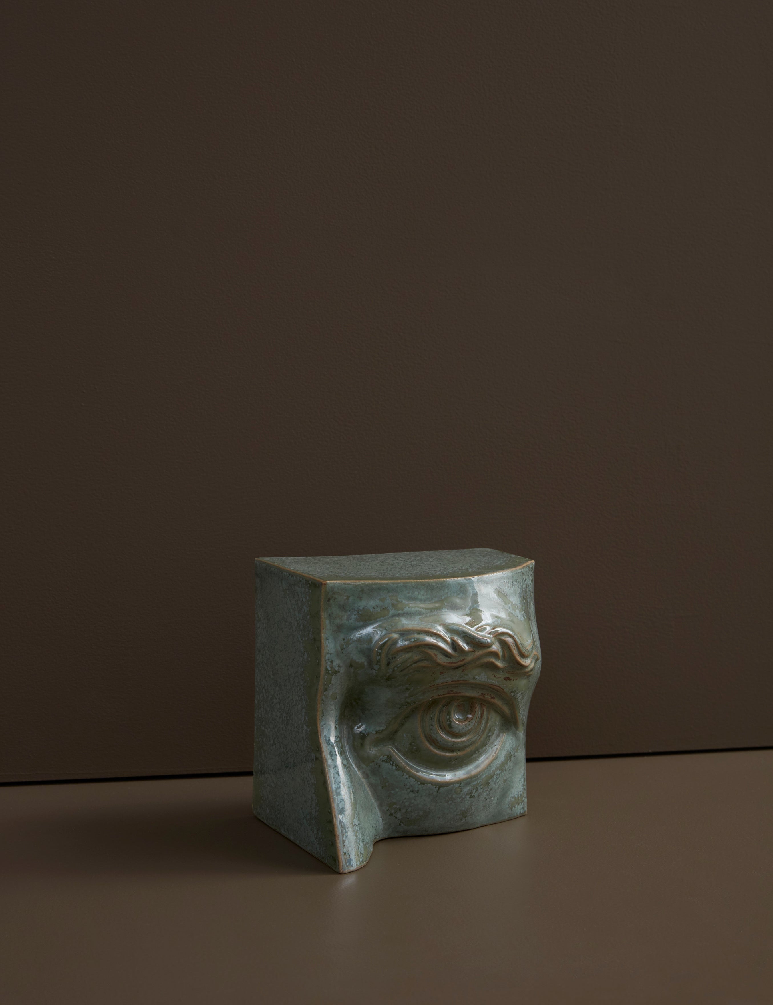 Laoru Laoru | Bookend Eye (Left): Venstre bogstøtte øje i CopperGreen lertøj Laoru Laoru