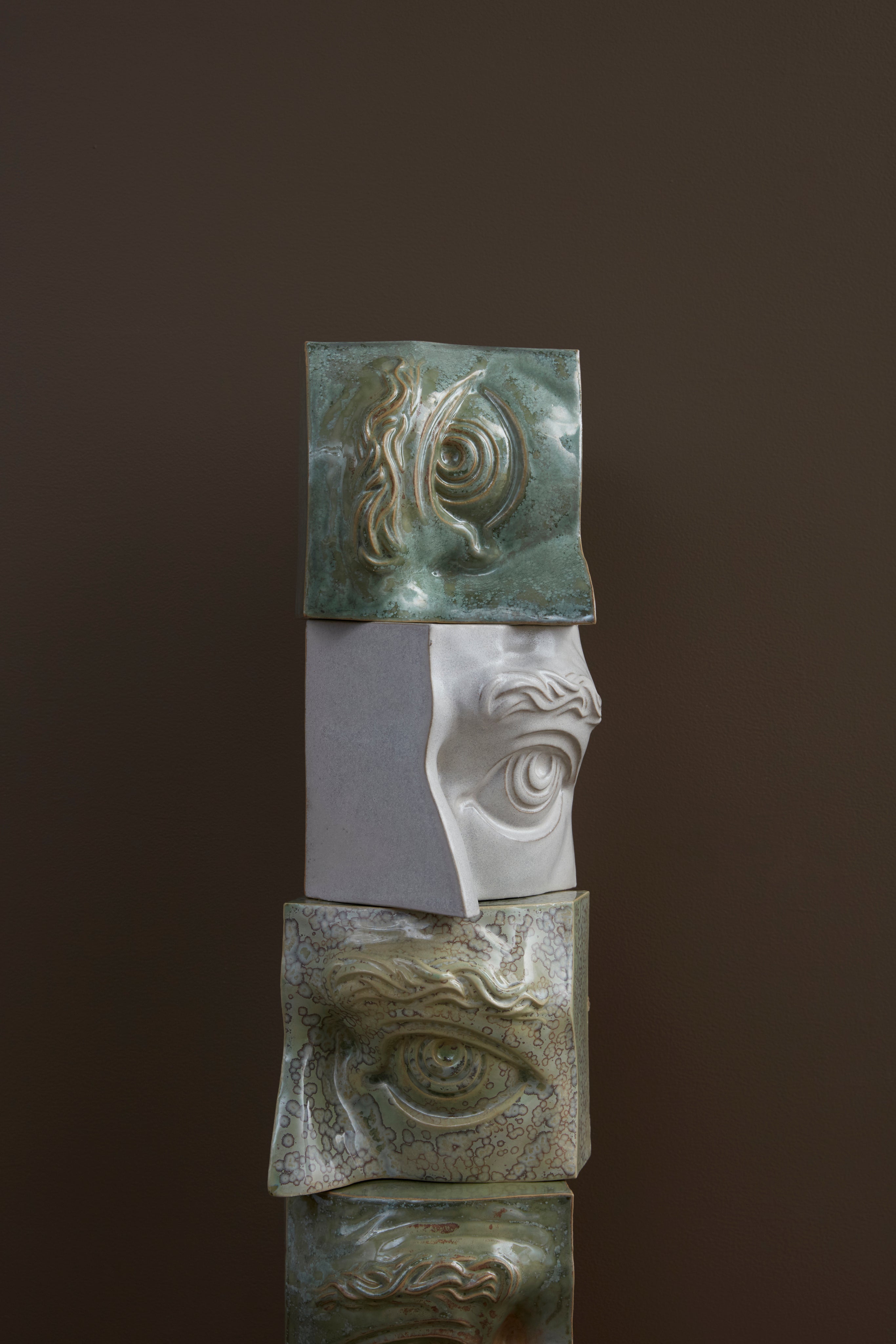 Laoru Laoru | Bookend Eye (Left): Venstre bogstøtte øje i CopperGreen lertøj Laoru Laoru