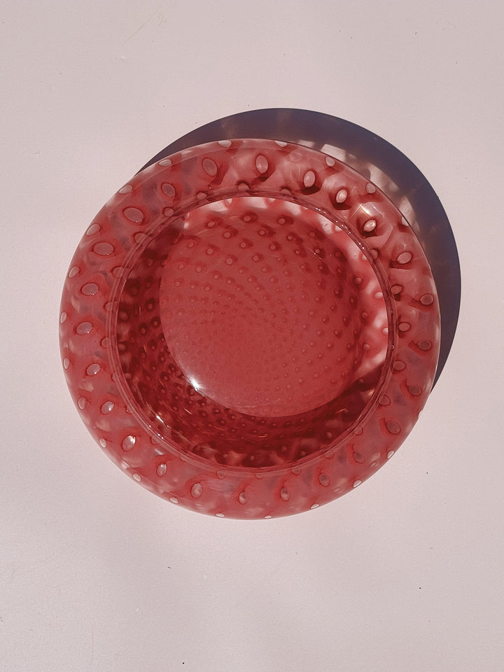 Vintage Murano Skål i Pink med Optiske Mønstre | D24 cm Studio Hafnia