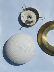 Vintage Murano Plafondlampe med Messingkant | Ø36 cm Studio Hafnia