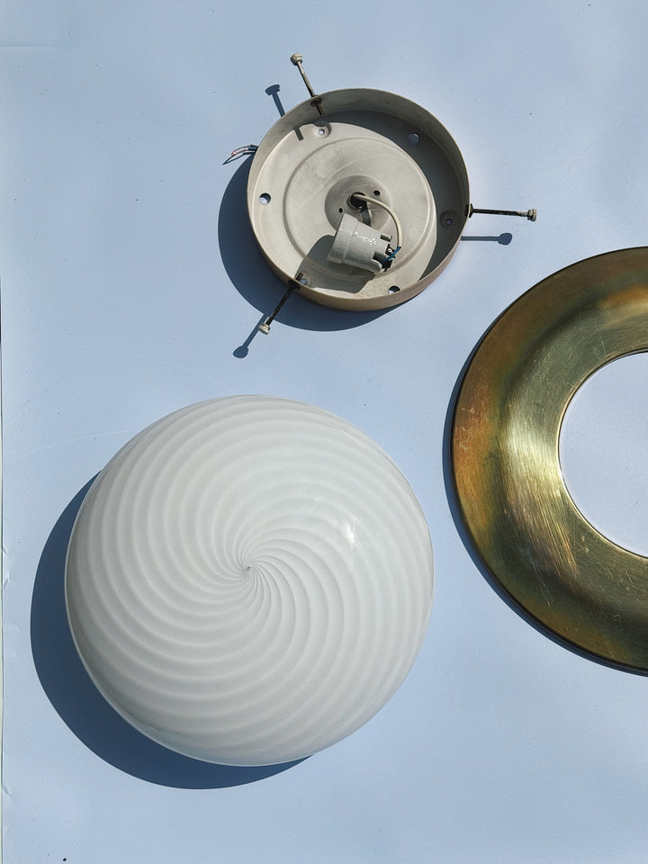 Vintage Murano Plafondlampe med Messingkant | Ø36 cm Studio Hafnia