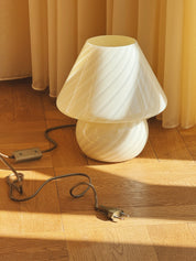 Vintage Murano Mushroom Bordlampe i Lysegul/Creme | H27 cm Murano