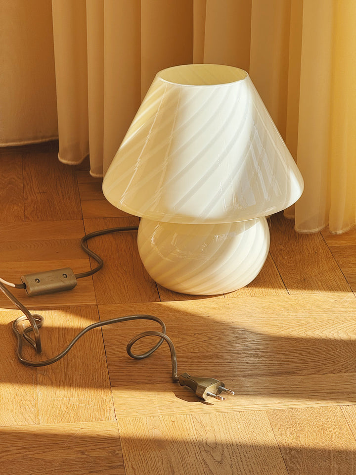 Vintage Murano Mushroom Bordlampe i Lysegul/Creme | H27 cm Murano