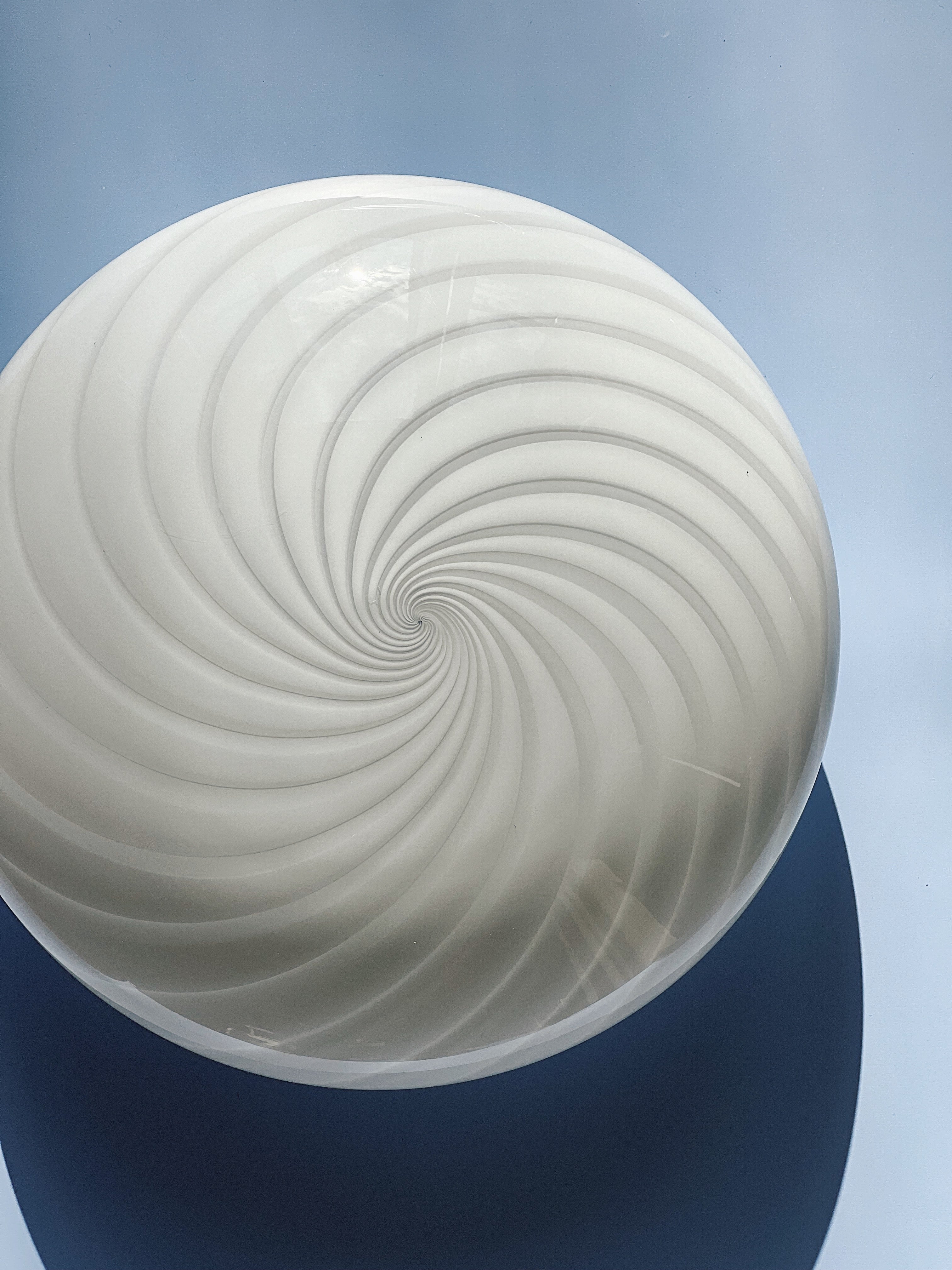 Vintage Murano Swirl Plafond lofts/væglampe | Hvid 30 cm Murano