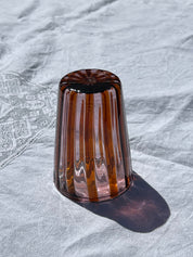 Håndblæst Murano Glas i Gio Ponti Stil med Karamelfarvede og Ametyst Striber Murano