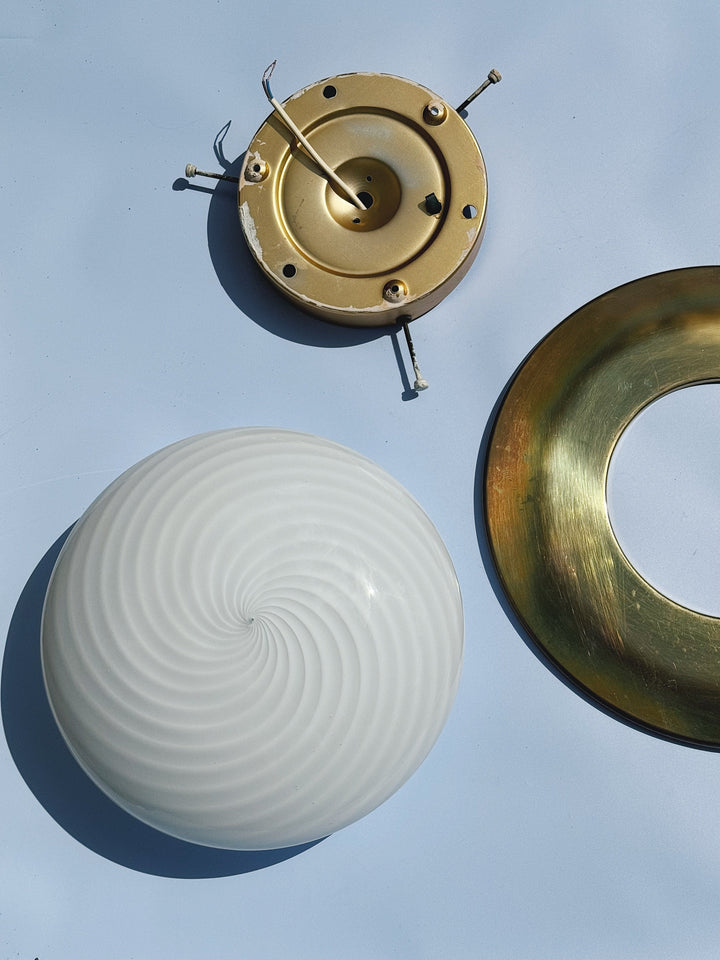 Vintage Murano Plafondlampe med Messingkant | Ø36 cm Studio Hafnia