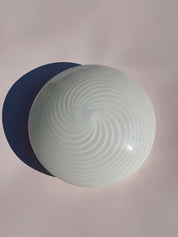 Vintage Murano plafondlampe i hvidt swirl glas | Loft-/væglampe Ø30 cm Murano