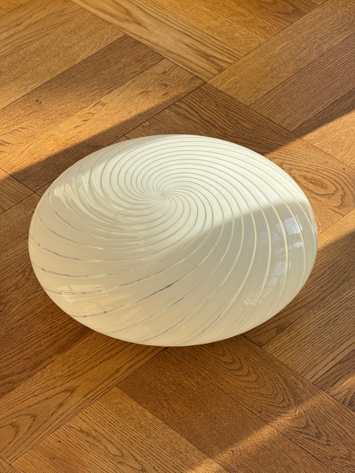 Vintage Murano plafond loftlampe/væglampe | Hvid, Ø32 cm