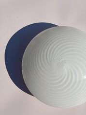 Vintage Murano plafondlampe i hvidt swirl glas | Loft-/væglampe Ø30 cm Murano