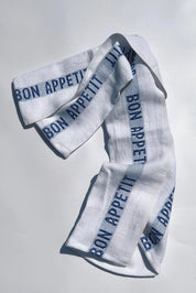 Charvet Éditions Bon Appetit viskestykke | Hvid med blå skrift Charvet Éditions