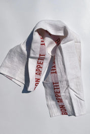 Charvet Éditions Bon Appetit viskestykke | Hvid med rød skrift Charvet Éditions