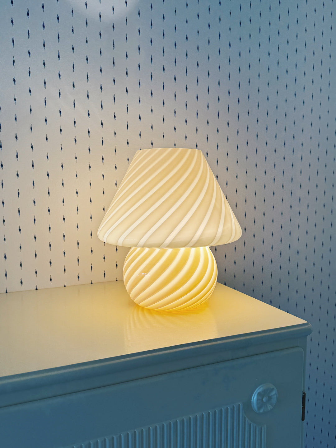 Vintage Murano Mushroom Bordlampe i Lysegul/Creme | H27 cm Murano